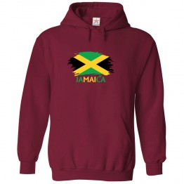 Jamaica With Flag Classic Unisex Kids and Adults Pullover Hoodie